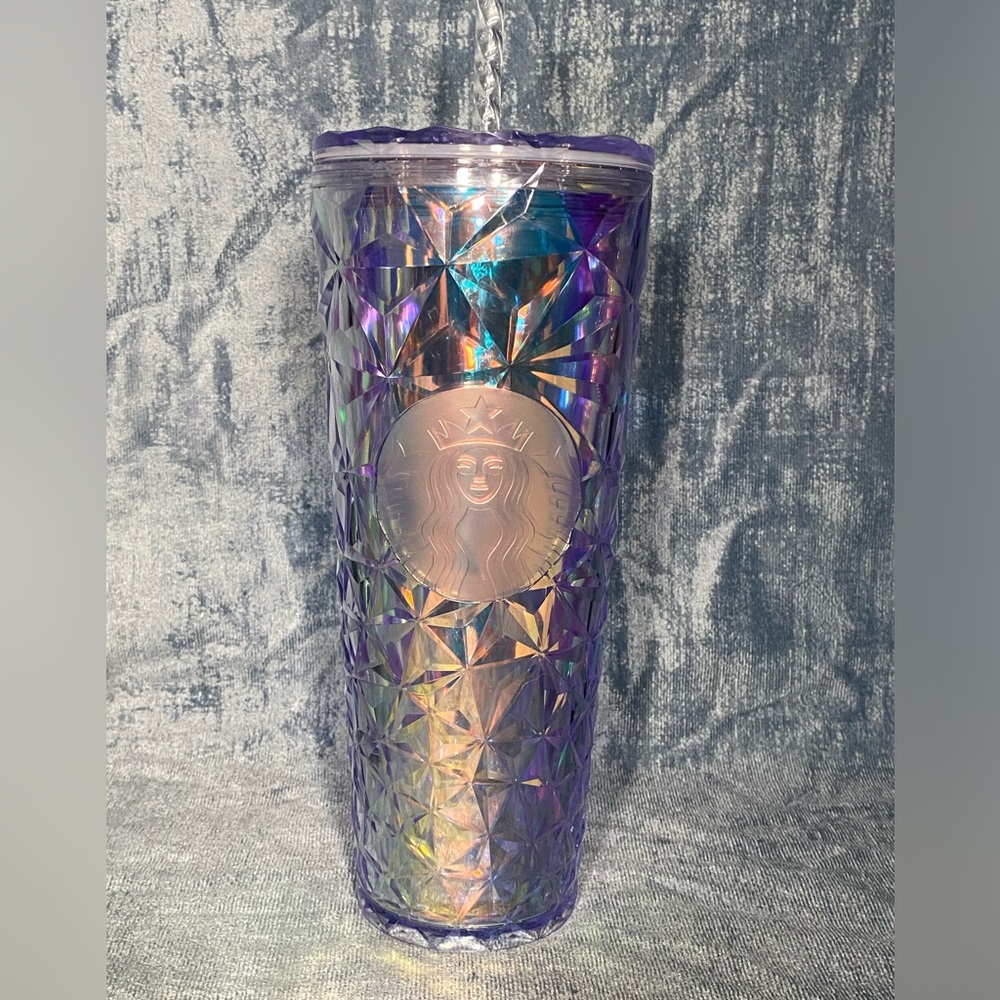 Starbucks 2023 Christmas Iridescent Diamond Prism Crystal 24oz Tumblr NEW!!